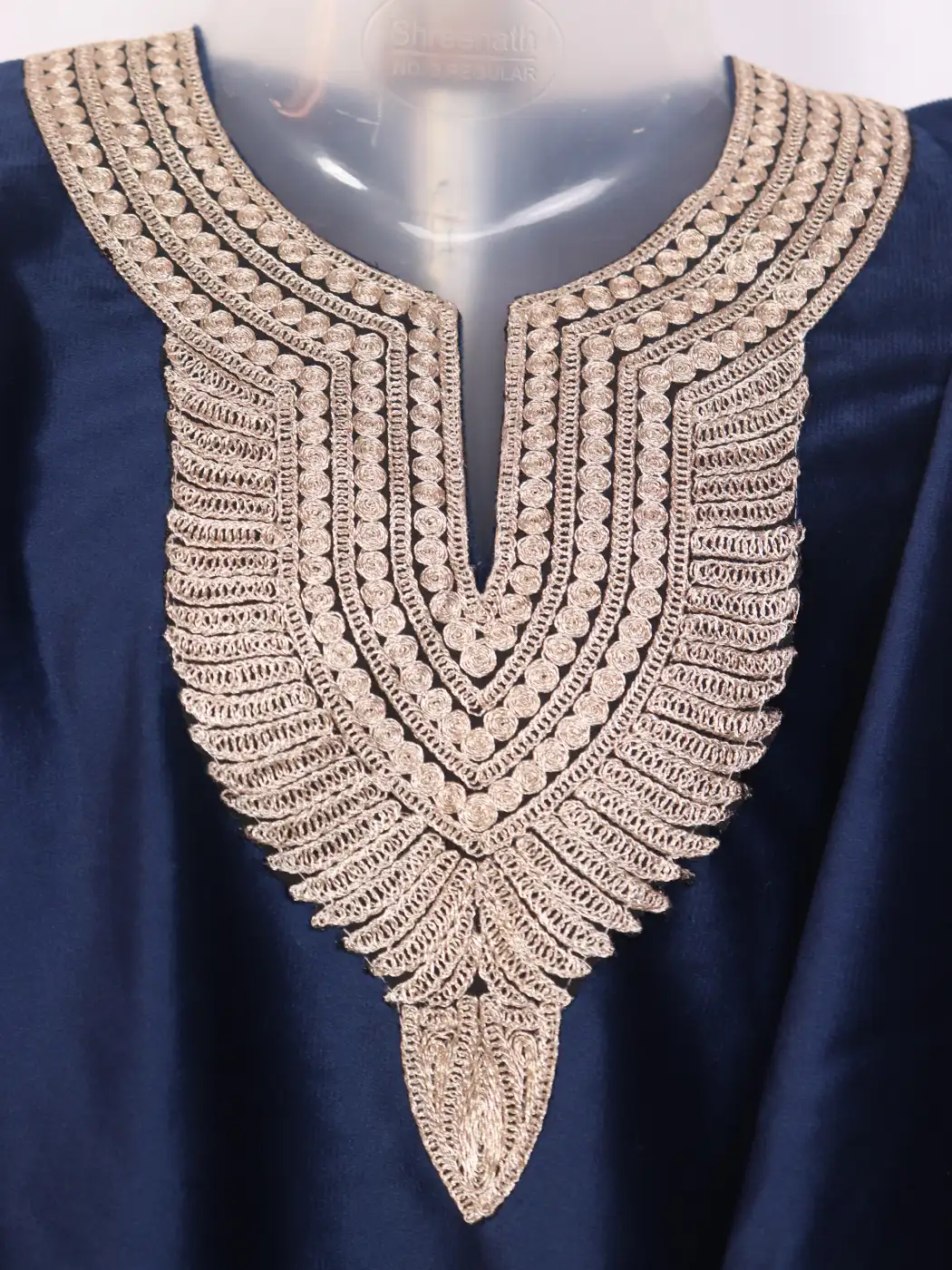Zeba Navy Blue Kashmiri Girls Pheran In Holland Velvet With Zari Tilla Work (6 to 7Y) - Image 2