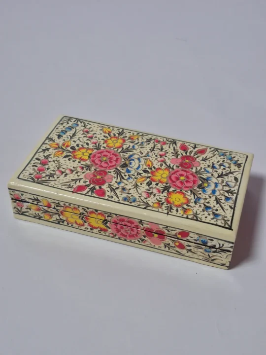 Zehra Cream Kashmiri Paper Mache Flat Meter Box 7x4inches