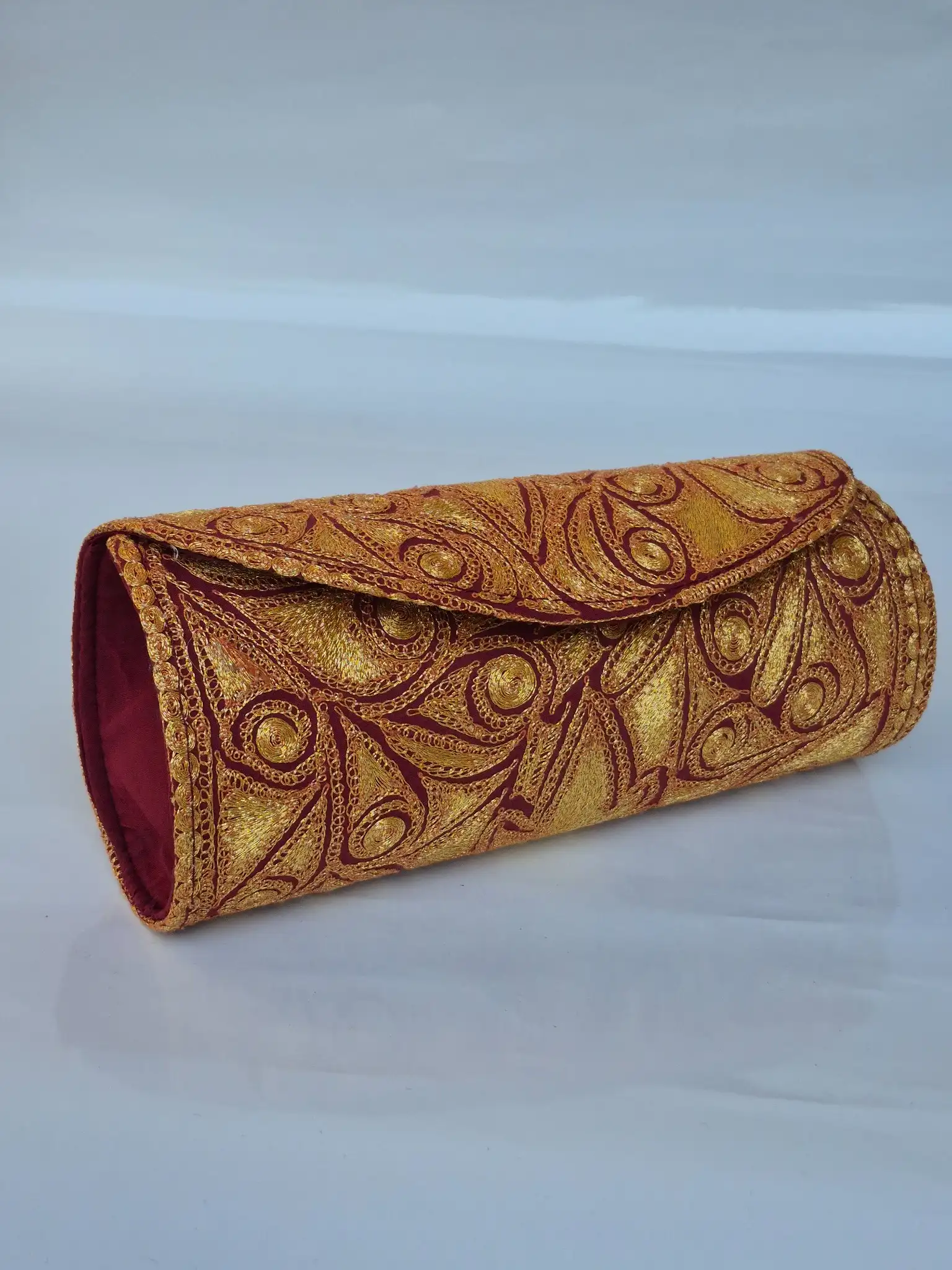 Zimal Kashmiri Maroon Clutch Bag with Botte Tilla Work