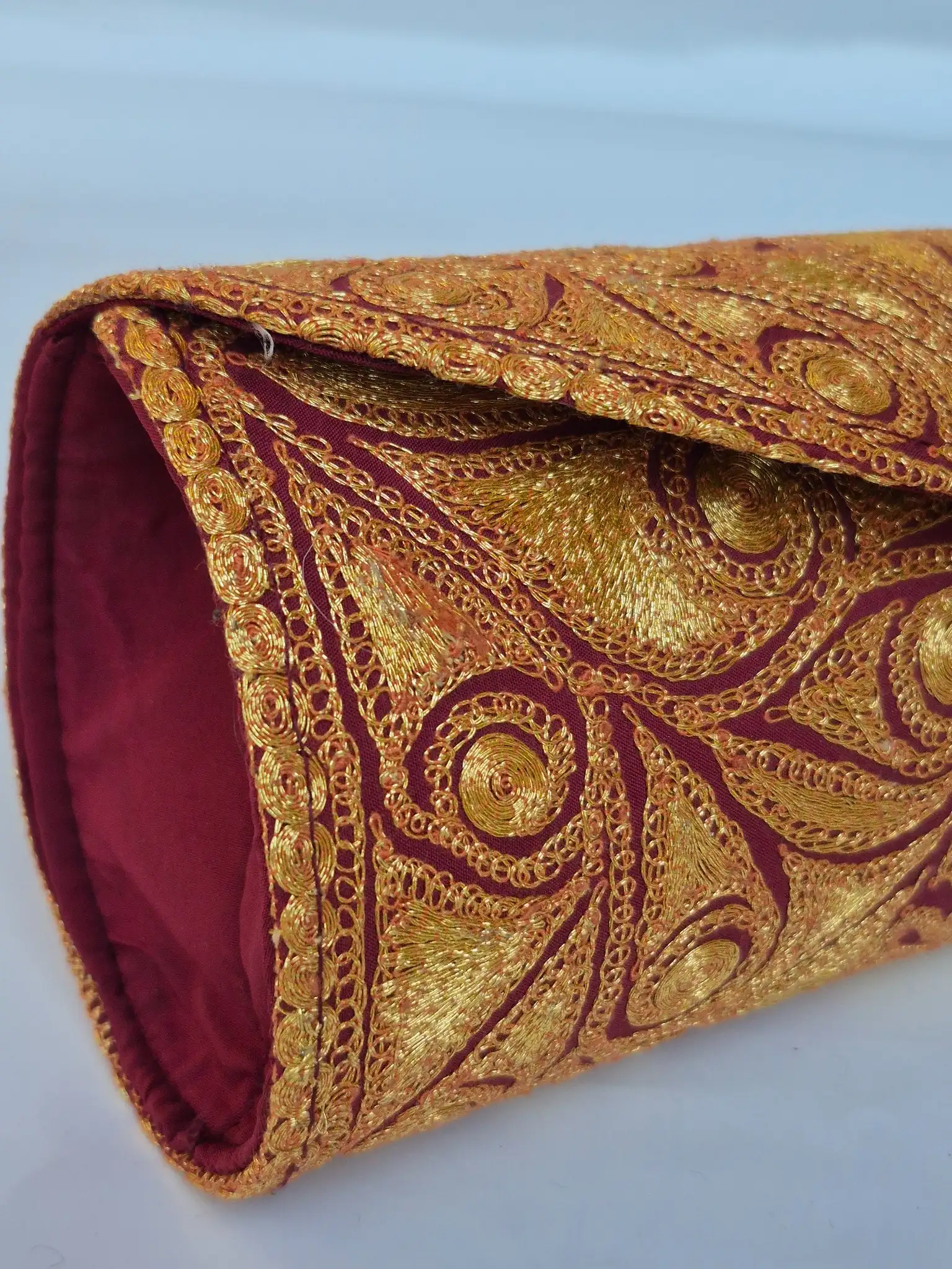 Zimal Kashmiri Maroon Clutch Bag with Botte Tilla Work - Image 2