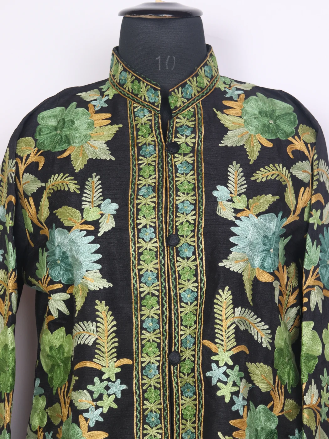 Zohain Black Silk Kashmiri Aari Embroidered Short Coat - Image 2