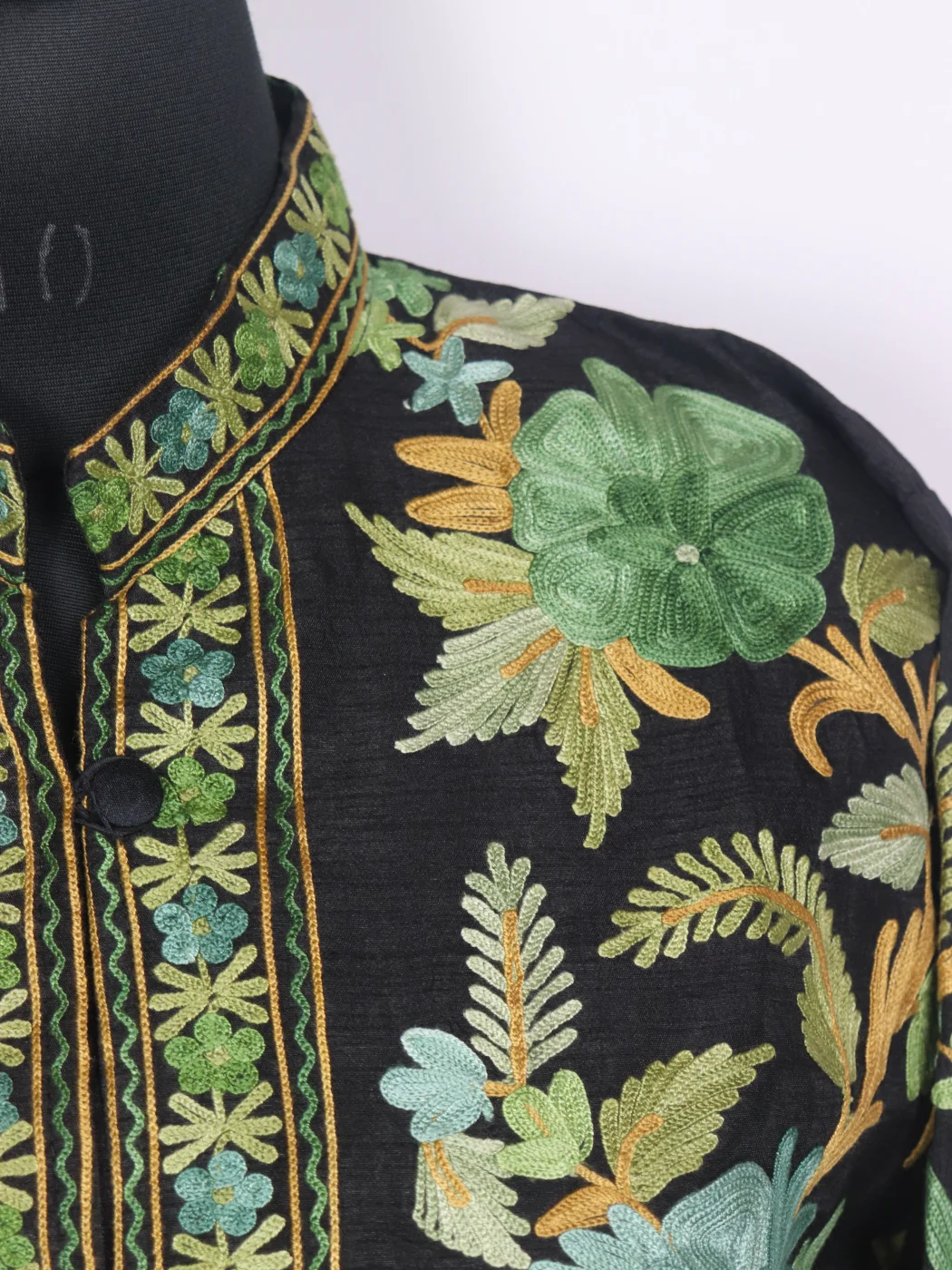 Zohain Black Silk Kashmiri Aari Embroidered Short Coat - Image 3