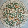 Zoon Dara Botanical Wool Namda with Green Foliage and Saffron Floral Motifs – 4x4 Feet