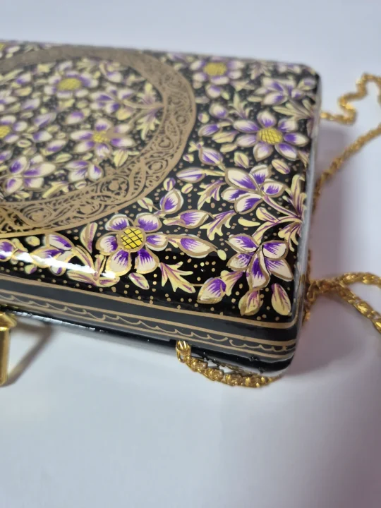 Zooni Black Kashmiri Paper Mache Clutch Bag - Image 2