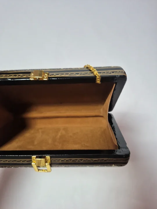 Zooni Black Kashmiri Paper Mache Clutch Bag - Image 3