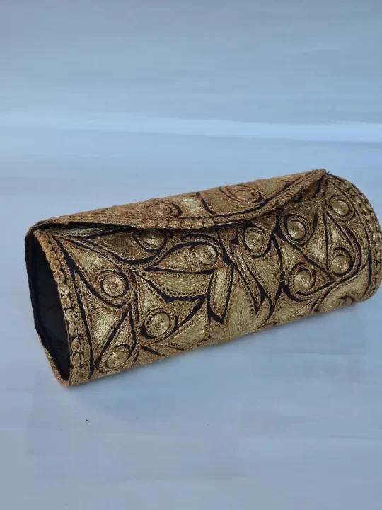 Zoya Kashmiri Black Clutch Bag with Botte Tilla Work