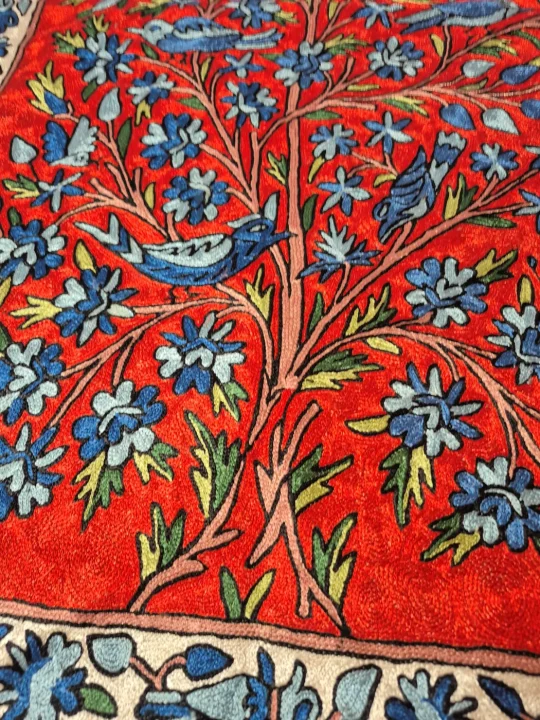 Kashmiri Handmade Rug In Silk Thread Chain Stitch | Riyan | 4x2.5Ft - Image 2