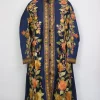 Navy Blue Mahjabeen Silk Kashmiri Aari Embroidered Long Coat