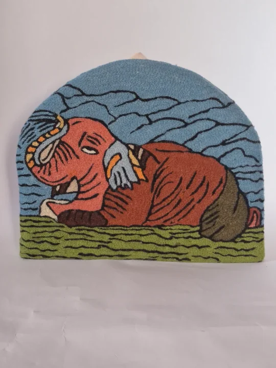 Aqsa Kashmiri Handmade Elephant Chain Stitch Wool Thread Tea Cozy