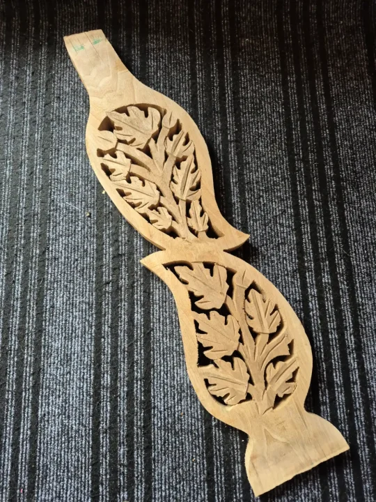Kashmiri Wooden Staircase Balusters Hand Carved with Chinar Leaf Design ( Set of 10)