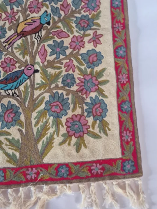 Inshira Chain Stitch Kashmiri Embroidered Tree of Life Wall Hanging 3*2Ft - Image 2