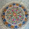 Hand Embroidered Kashmiri Namda Round Rug with Multicolour Floral Medallion – 5x5 Feet