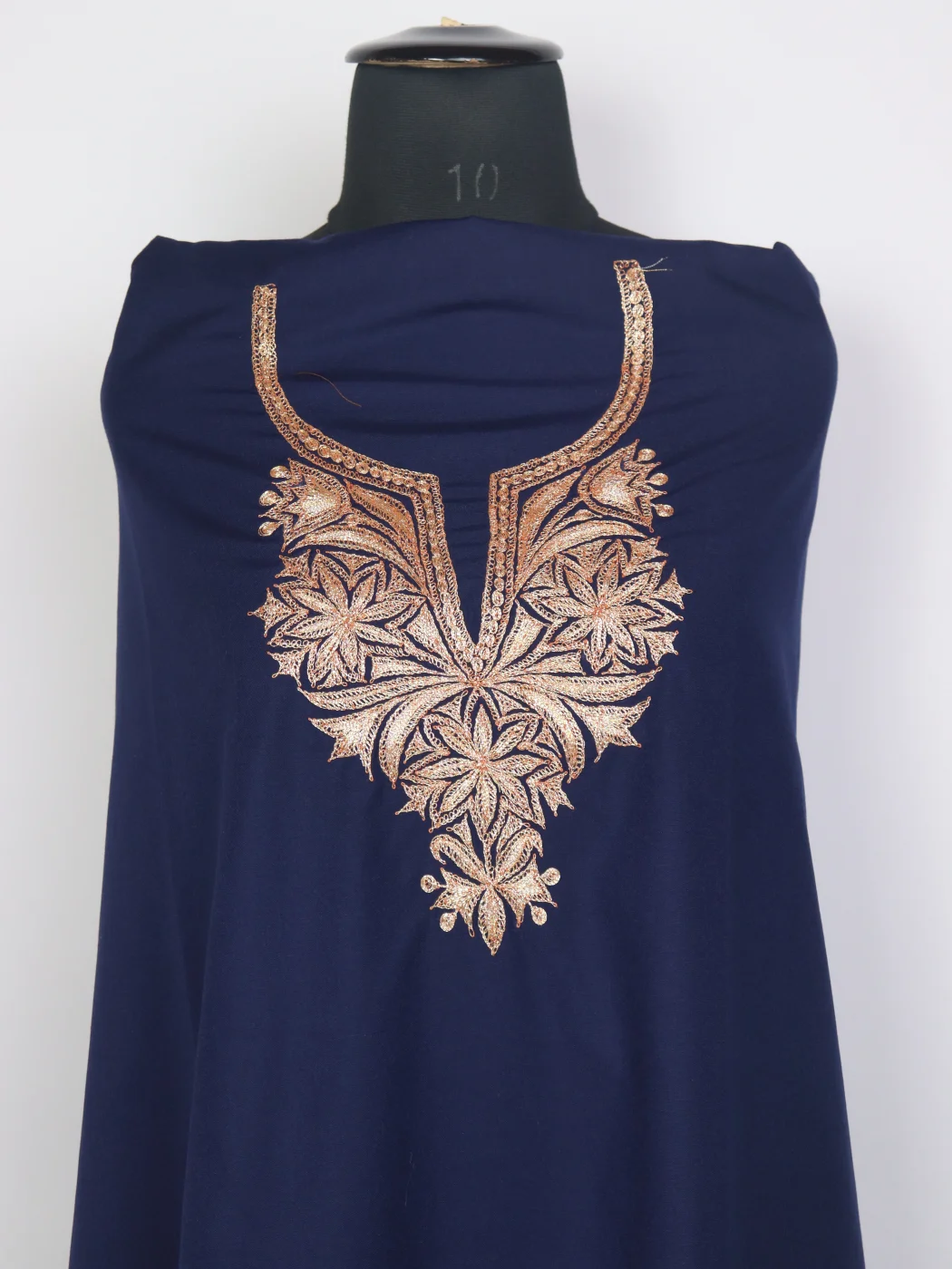 Blue Kashmiri 3pc Unstitched Sara Spun Tilla Suit For Women With Dupatta - Image 2