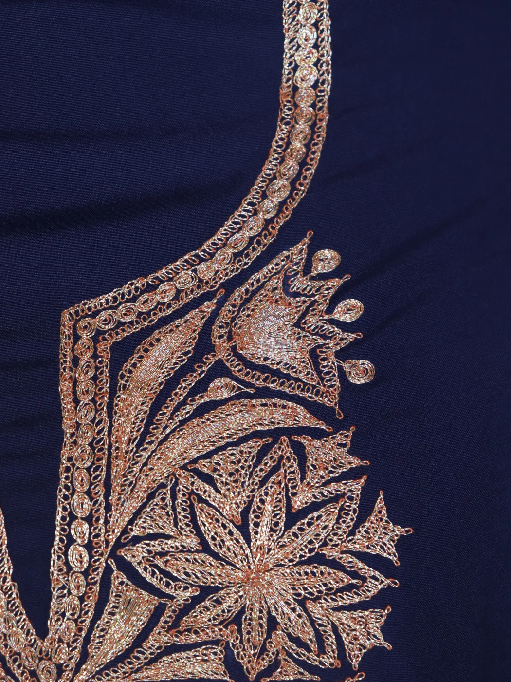 Blue Kashmiri 3pc Unstitched Sara Spun Tilla Suit For Women With Dupatta - Image 3