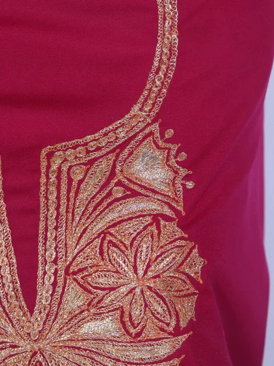 Kashmiri 3pc Pink Unstitched Spun Tilla Suit For Women With Dupatta Zaineb - Image 3