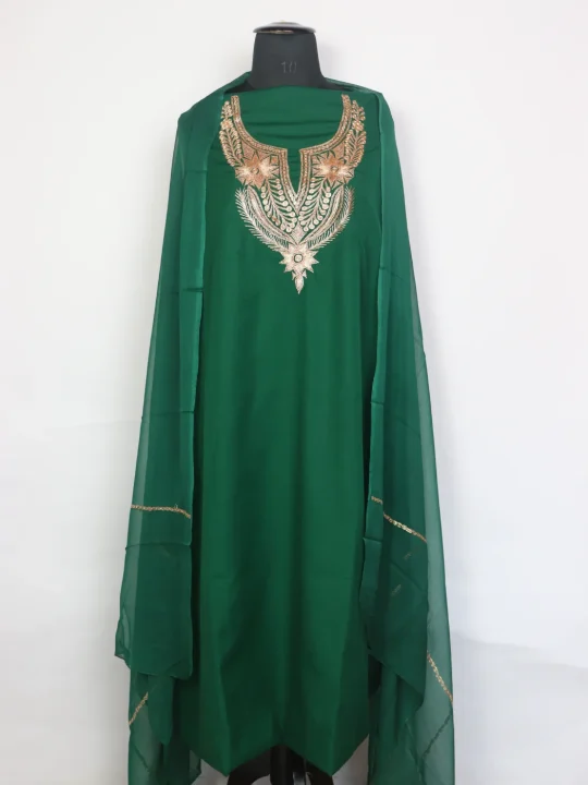 Kashmiri Green 3pc Noor Unstitched Spun Tilla Suit For Women Sehar With Dupatta