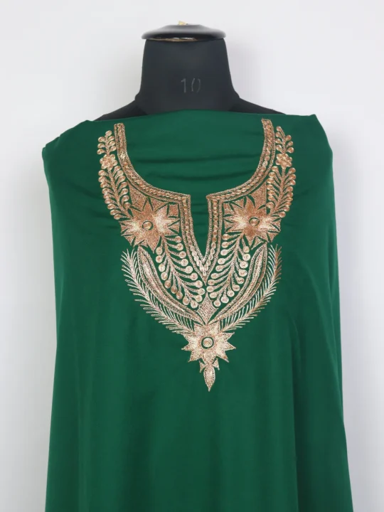 Kashmiri Green 3pc Noor Unstitched Spun Tilla Suit For Women Sehar With Dupatta - Image 2