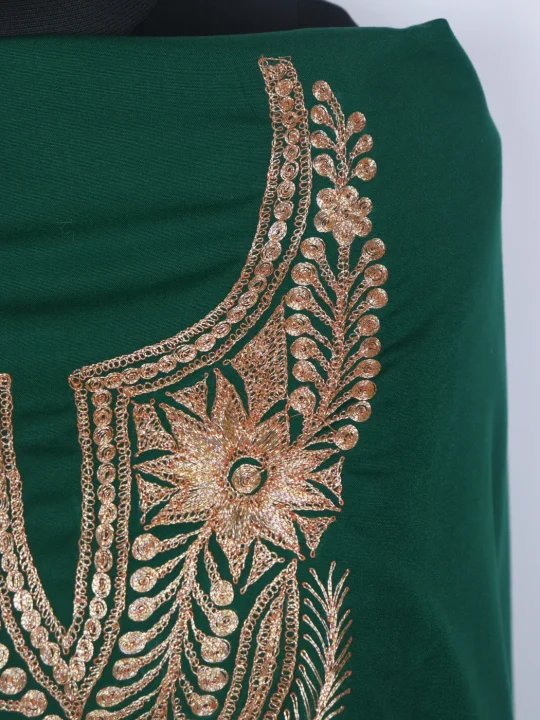 Kashmiri Green 3pc Noor Unstitched Spun Tilla Suit For Women Sehar With Dupatta - Image 3