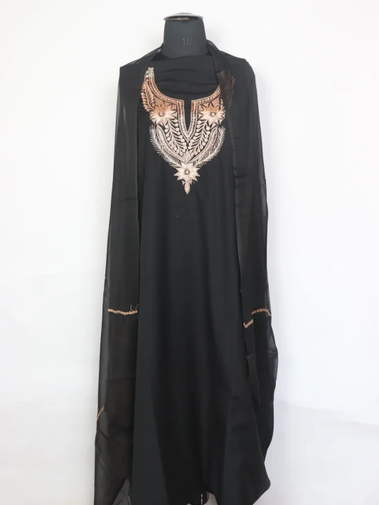 Black Kashmiri 3pc Noor Unstitched Spun Tilla Suit For Women With Dupatta