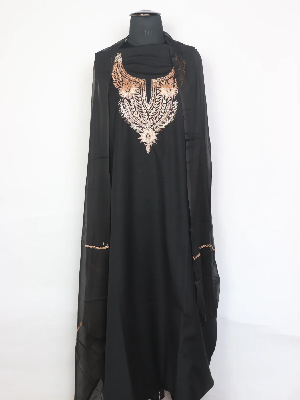 Black Kashmiri 3pc Noor Unstitched Spun Tilla Suit For Women With Dupatta