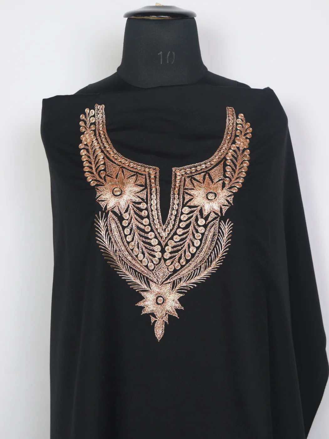 Black Kashmiri 3pc Noor Unstitched Spun Tilla Suit For Women With Dupatta - Image 2