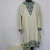 Kashmiri Cashmilon Cream Kurta Set for Women With Aari Kadhai Shabnum