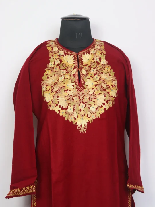 Kashmiri Cashmilon Kurta Set for Women Nidu With Aari Work - Image 2