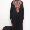 Black Kashmiri Kurta Set In Cashmilon Shifa For Women With Aari Work