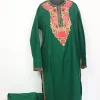 Green Kurta Set Aafreen In Cashmilon For Women With Kashmiri Aari Embroidery