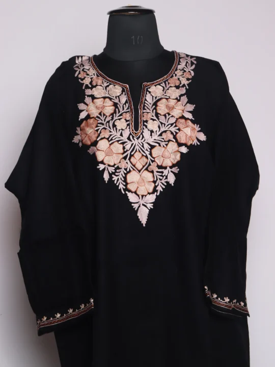 Black Hoori Kashmiri Pheran Cashmilion Wool Aari Kadhai - Image 2