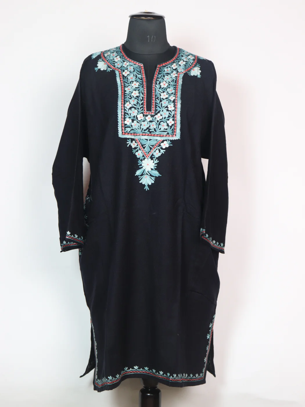 Black Pari Pheran Kashmiri Cashmilion Wool Aari Work