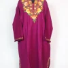 Sehreen Purple Pheran Kashmiri Cashmilion Wool Aari Embroidery