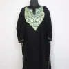 Kashmiri Kajal Black Cashmilon Wool Pheran For Women With Aari Embroidery