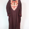 Wine Kashmiri Cashmilon Wool Pheran With Aari Kadhai Sumaira