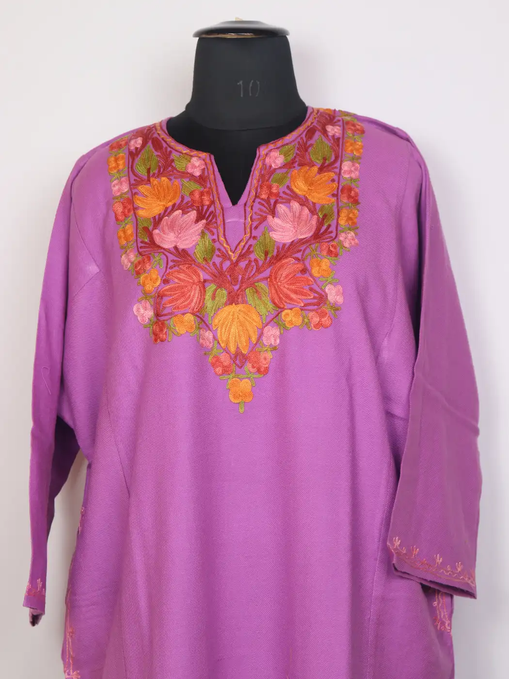 Mehru Pink Purple Kashmiri Pheran For Women with Aari work - Image 2