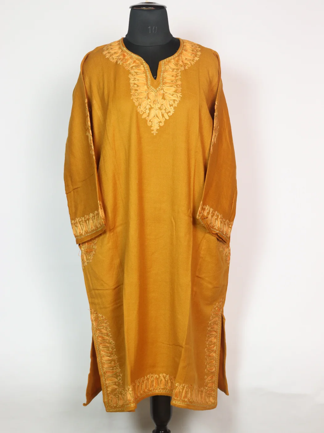 Yellow Kashmiri Pheran Cashmilion Wool Aari Work Haseen
