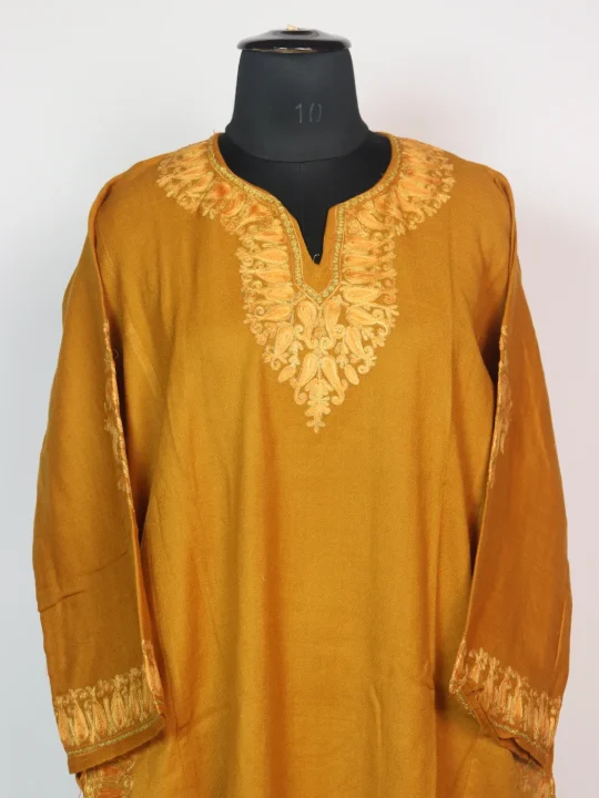 Yellow Kashmiri Pheran Cashmilion Wool Aari Work Haseen - Image 2