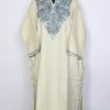 Nayaab Cream Kashmiri Cashmilon Wool Pheran For Women With Aari Kadhai