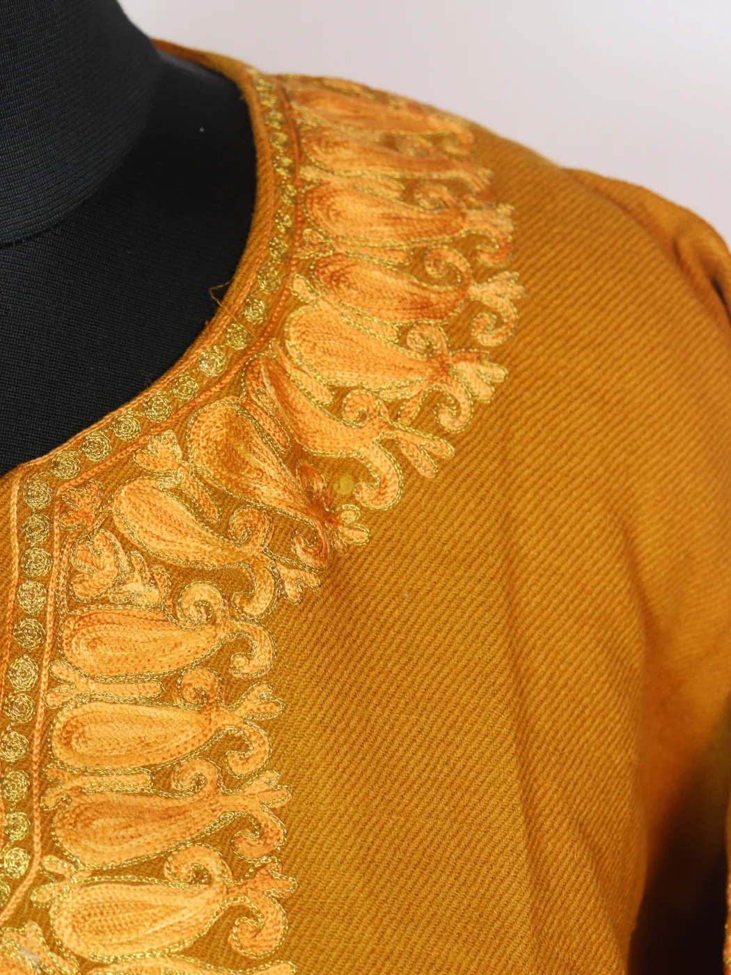 Yellow Kashmiri Pheran Cashmilion Wool Aari Work Haseen - Image 3