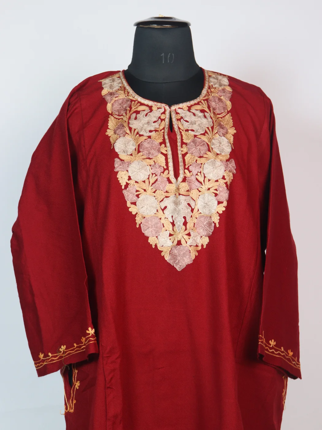 Maroon Kashmiri Pheran Cashmilion Wool Aari Work Alfa - Image 2
