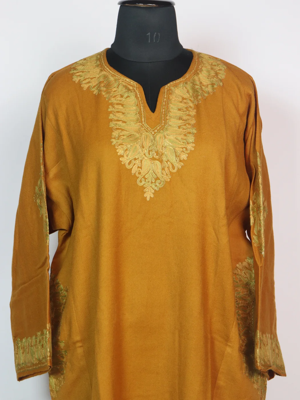 Yellow Yasmeena Kashmiri Pheran Cashmilion Wool Aari Embroidery - Image 2