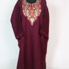 Wine Kashmiri Cashmilion Pheran With Aari Embroidery Janisaar