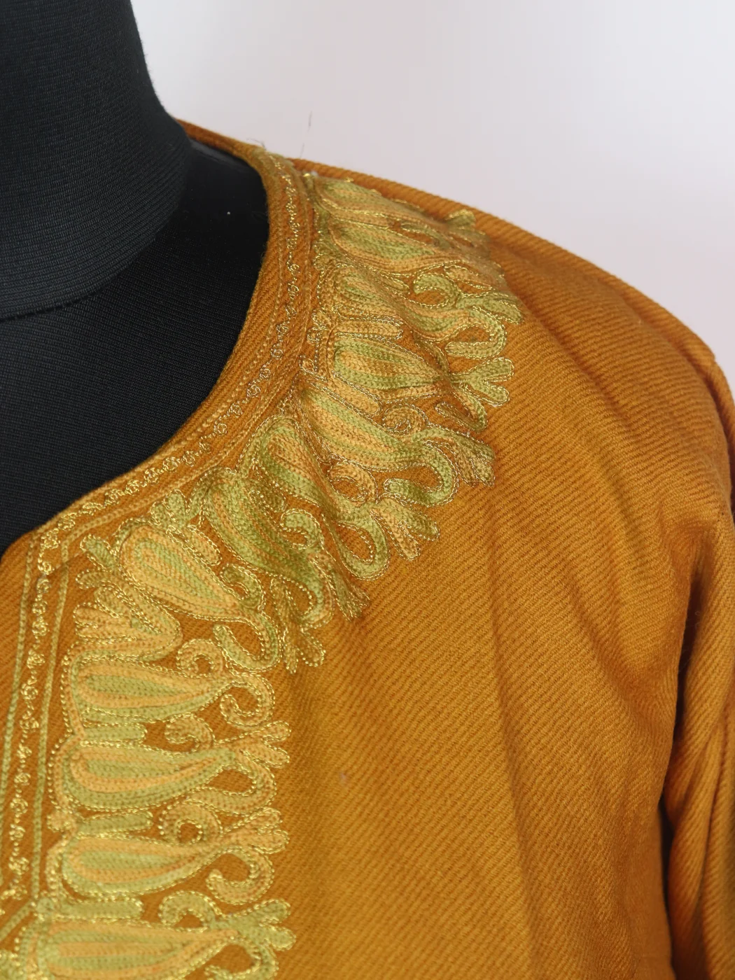 Yellow Yasmeena Kashmiri Pheran Cashmilion Wool Aari Embroidery - Image 3