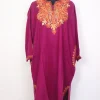 Sameena Purple Kashmiri Cashmilon Wool Pheran For Women With Aari Work