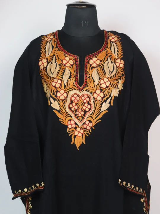 Black Mehwish Kashmiri Pheran Cashmilion Wool Aari Work - Image 2