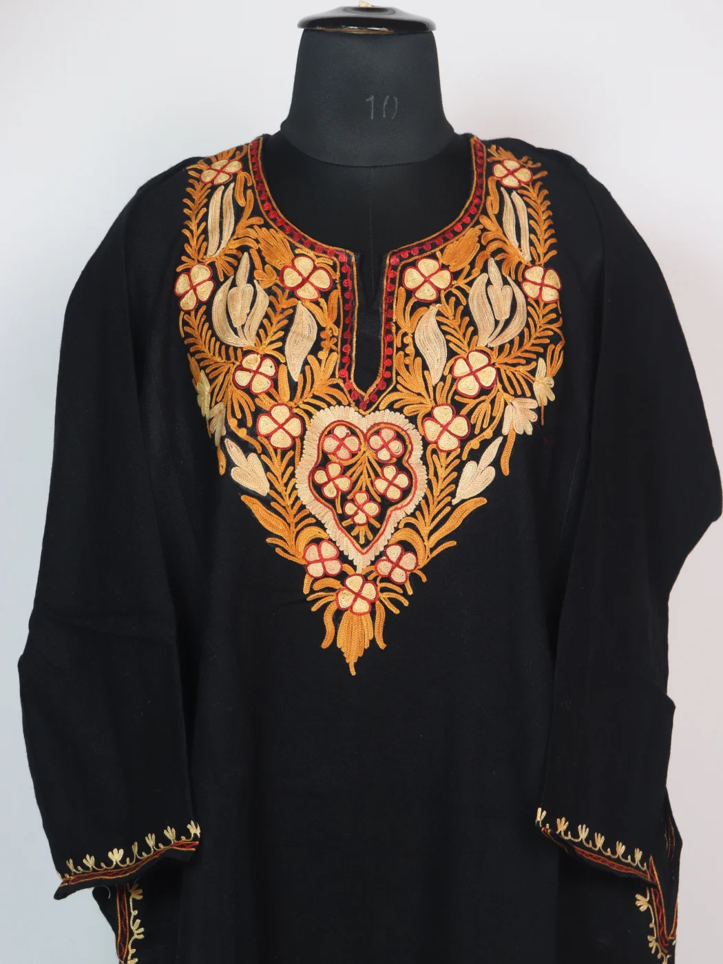 Black Mehwish Kashmiri Pheran Cashmilion Wool Aari Work - Image 2