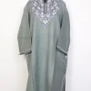 Lolabi Grey Kashmiri Cashmilon Wool Pheran For Women With Aari Kadhai