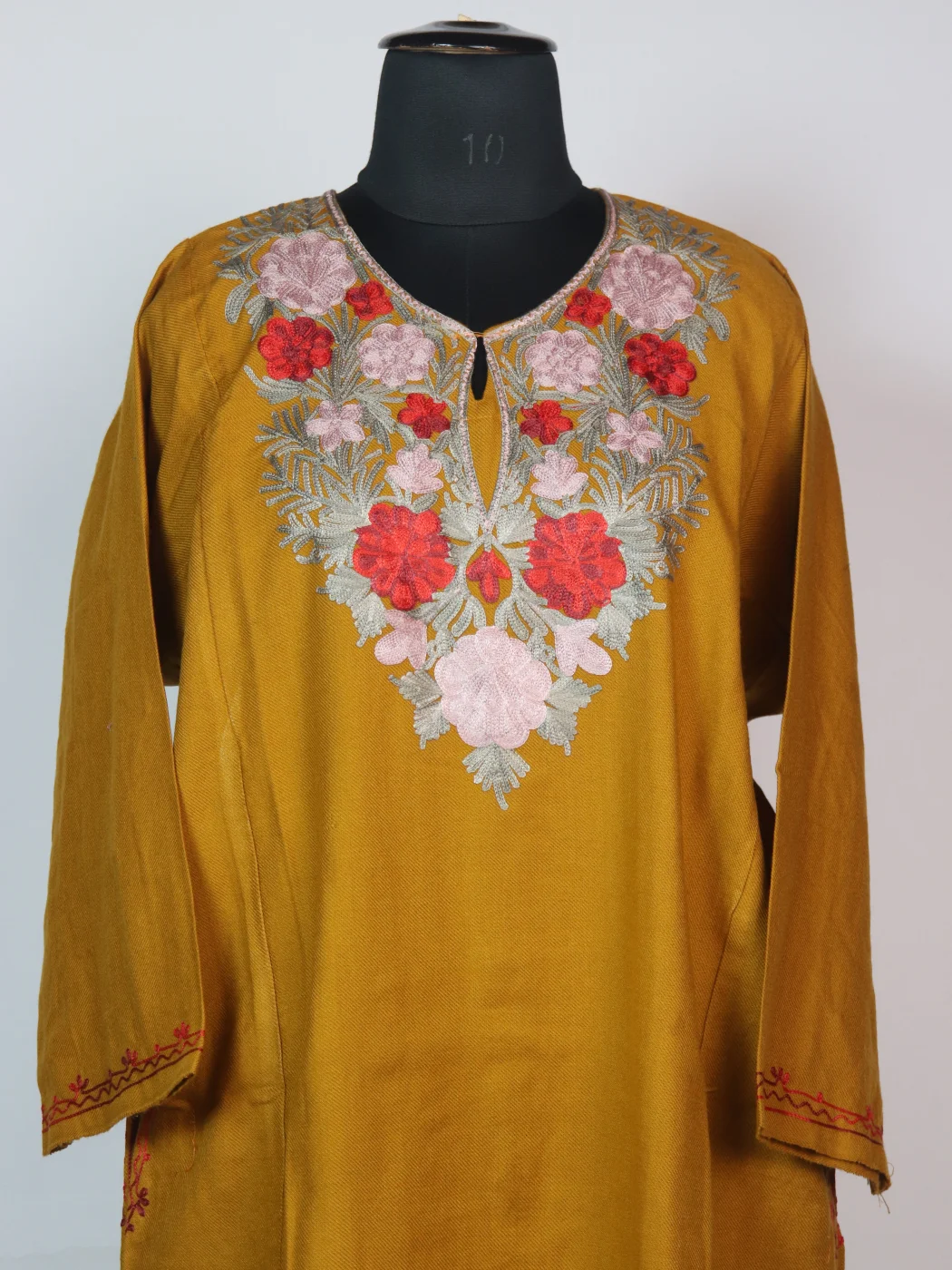 Yellow Kashmiri Pheran Cashmilion Wool Aari Kadhai Gulzar - Image 2