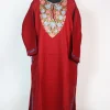 Red Kashmiri Pheran Cashmilion Wool Aari Kadhai Anabiya