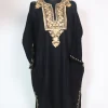 Black Kashmiri Cashmilon Wool Pheran Majnoo Aari Embroidery